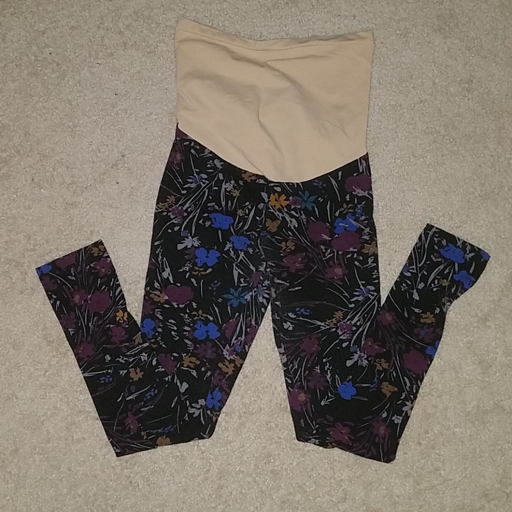 Motherhood Maternity Abstract Floral Leggings